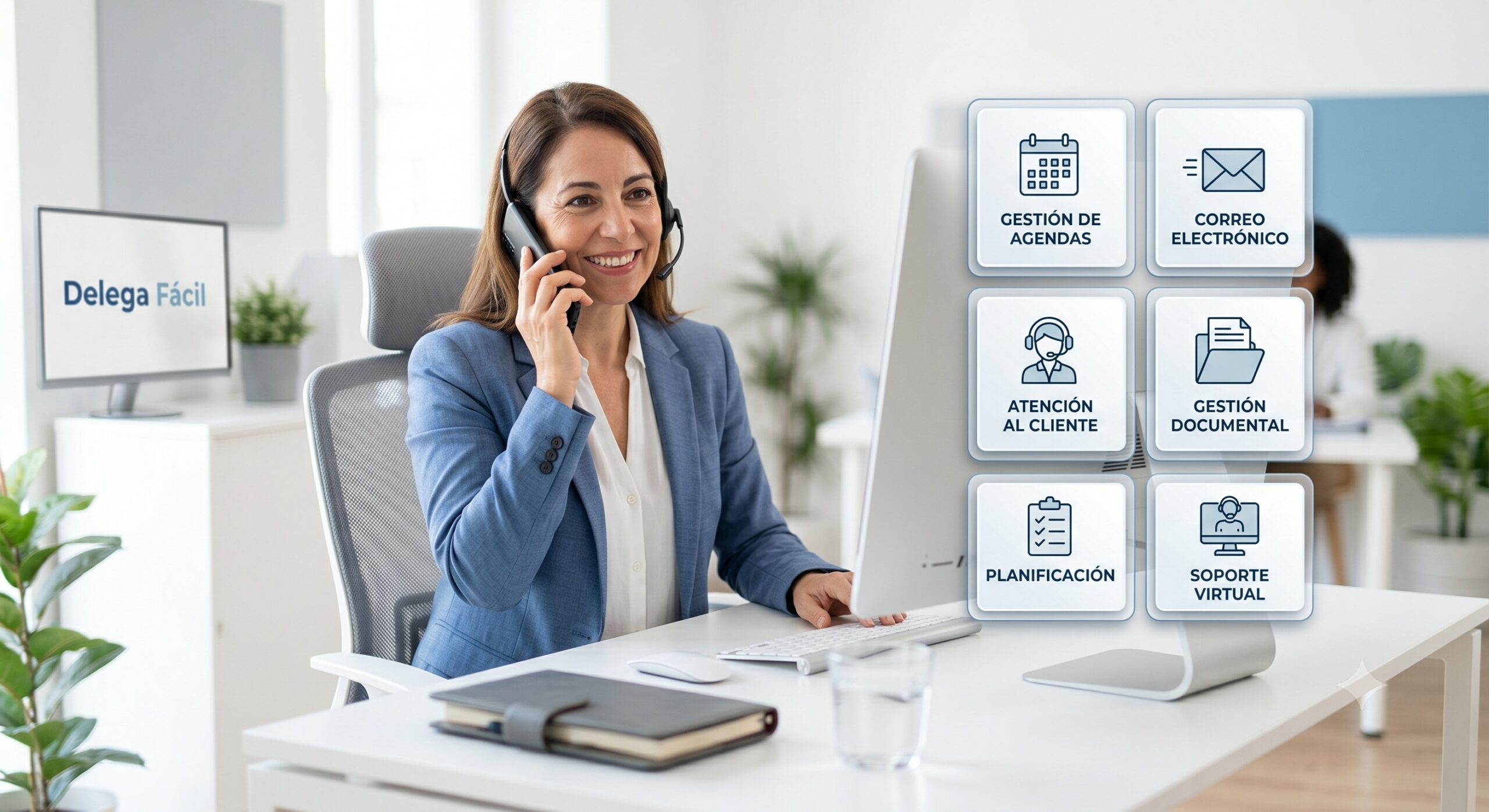 Asistente virtual gestionando atención al cliente